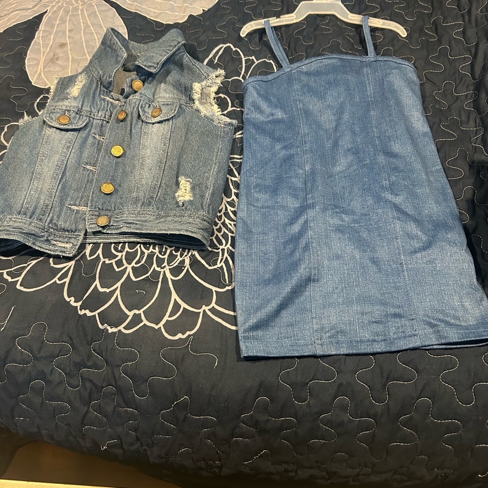 Denim Vest and Dress Set